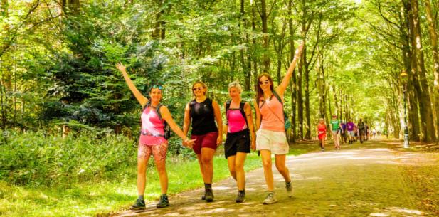 Wandelaars in de bossen
